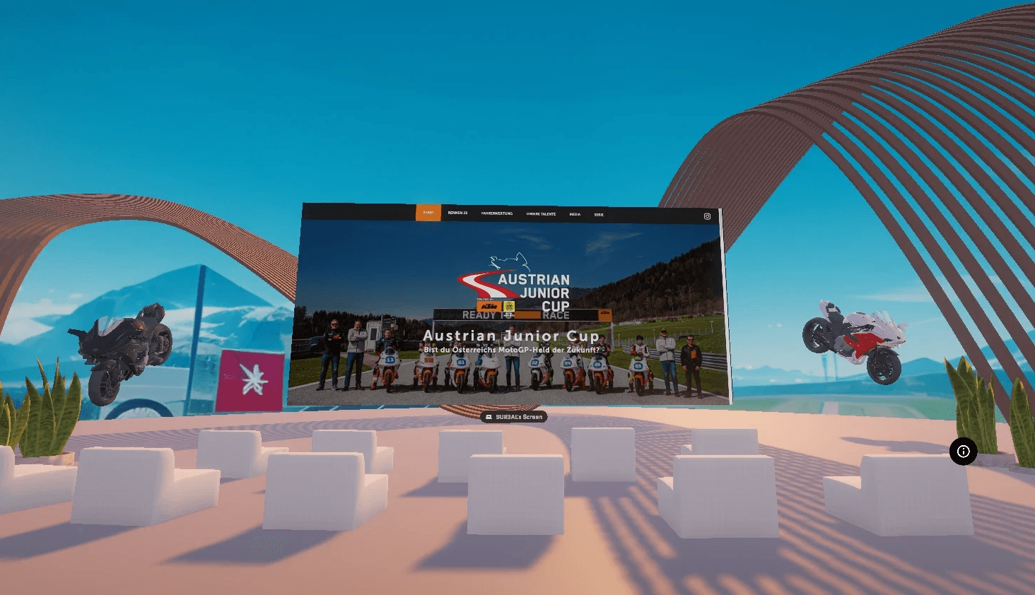 Virtual venue screen displaying Austrian Junior Cup
